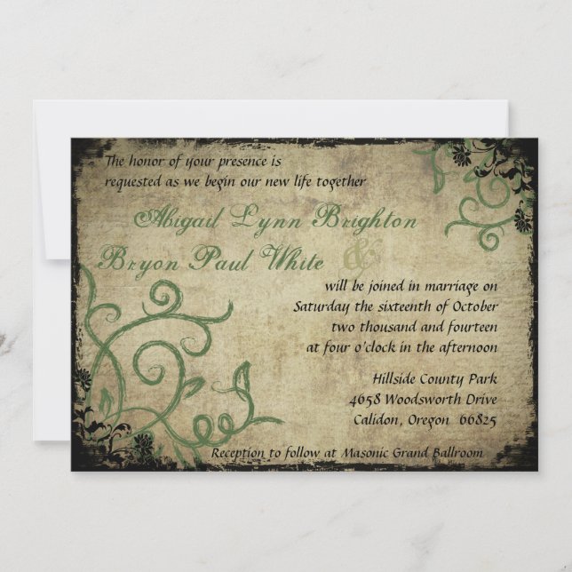 Faire-part de mariage Doodle vintage (Devant)