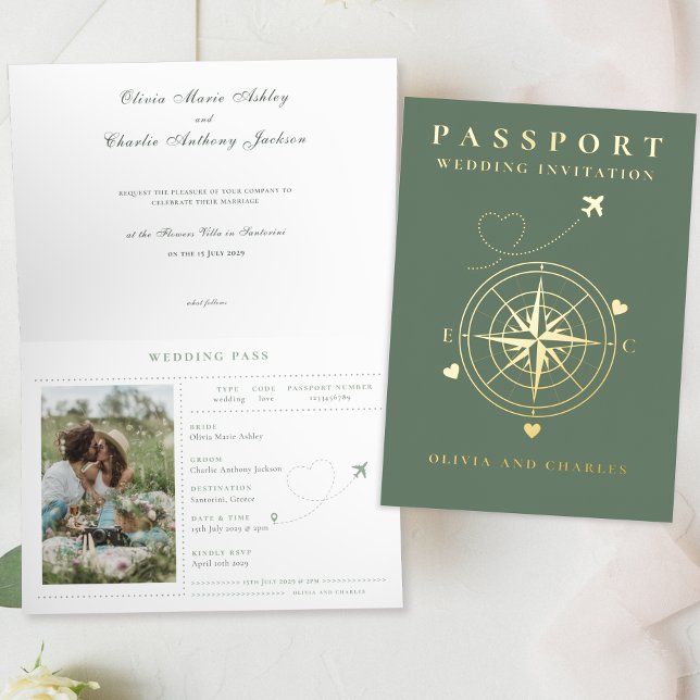 Faire-part de mariage d'or de destination Passport (Créateur téléchargé)