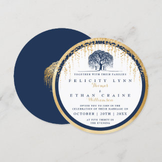 Faire-part de mariage d'or de la marine Willow Tre