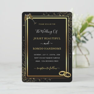 Faire-part de mariage d'or Parties scintillant noi