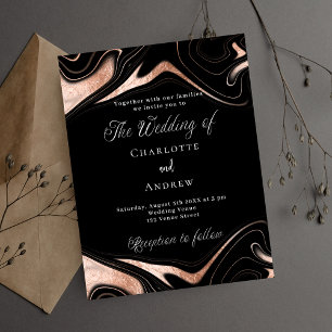 Faire-part de mariage d'or rose noir