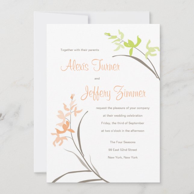 Faire-part de mariage d'orchidée (Devant)