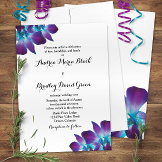 Faire-part de mariage d'orchidée bleu Dendrobium