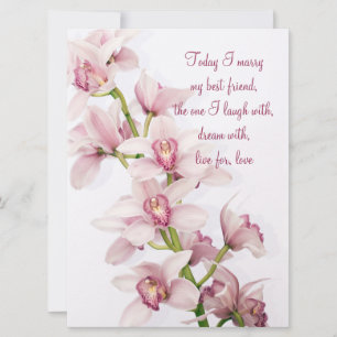 Faire-part de mariage d'orchidée rose