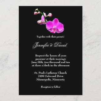Faire-part de mariage d'orchidée rose vif