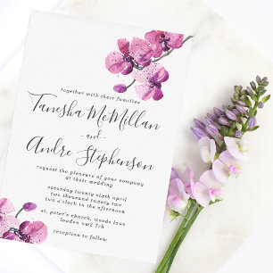 Faire-part de mariage d'orchidées d'aquarelle de p