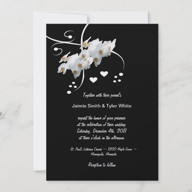 Faire-part de mariage d'orchidées et de tourterell (Devant)