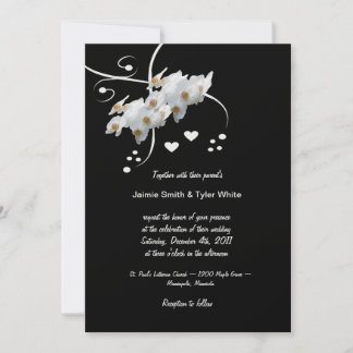 Faire-part de mariage d'orchidées et de tourterell