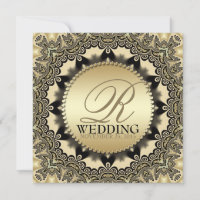 Faire-part de mariage doré sur dentelle vintage