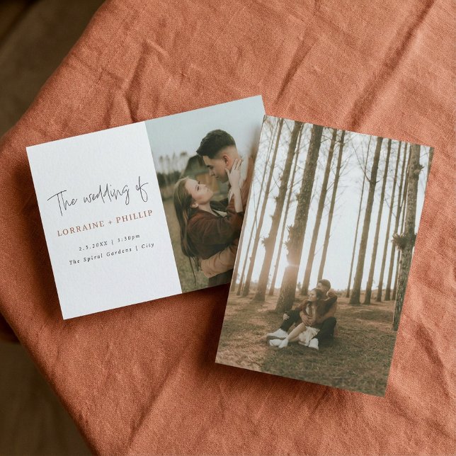 Faire-part de mariage double photo moderne (Modern double photo simple wedding Invitation)