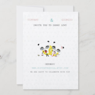 Faire-part de mariage d'ours panda