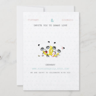 Faire-part de mariage d'ours panda