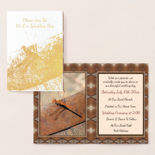 Faire-part de mariage Dragonfly Gold Foil