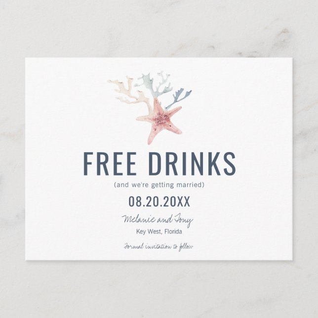 Faire-part de mariage drôle de plage à Key West (Devant)