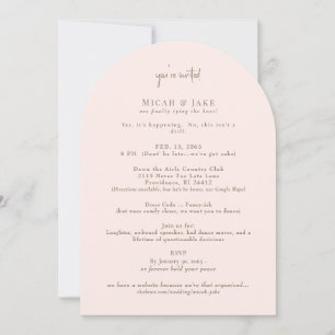 Faire-part de mariage drôle rose et or inhabituel