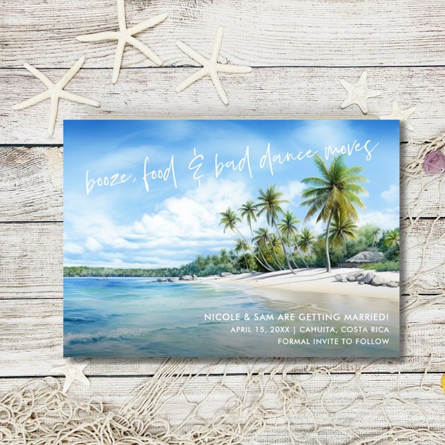 Faire-part de mariage drôle sur la plage à conserv (Funny Beach Wedding Photo Save the Date)