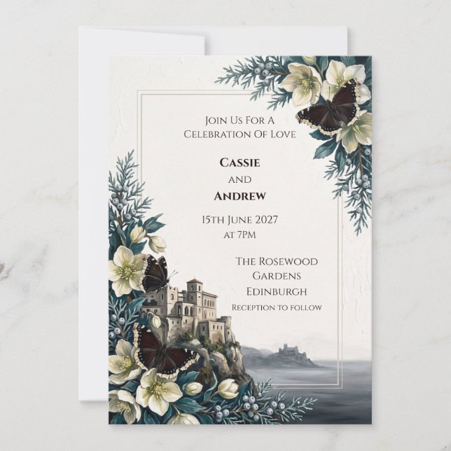 Faire-part de mariage du château de Highland Thist (Devant)
