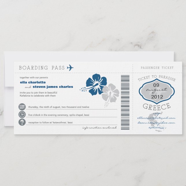 Faire-part de mariage du col de l'embarquement gre (Devant)