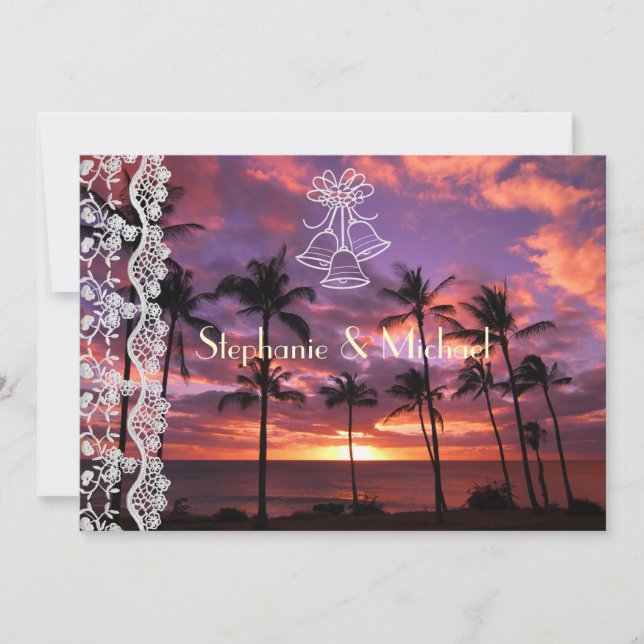 Faire-part de mariage du coucher de soleil tropica (Devant)