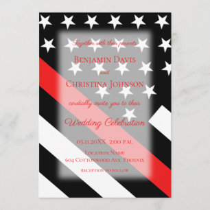 Faire-part de mariage du drapeau des pompiers