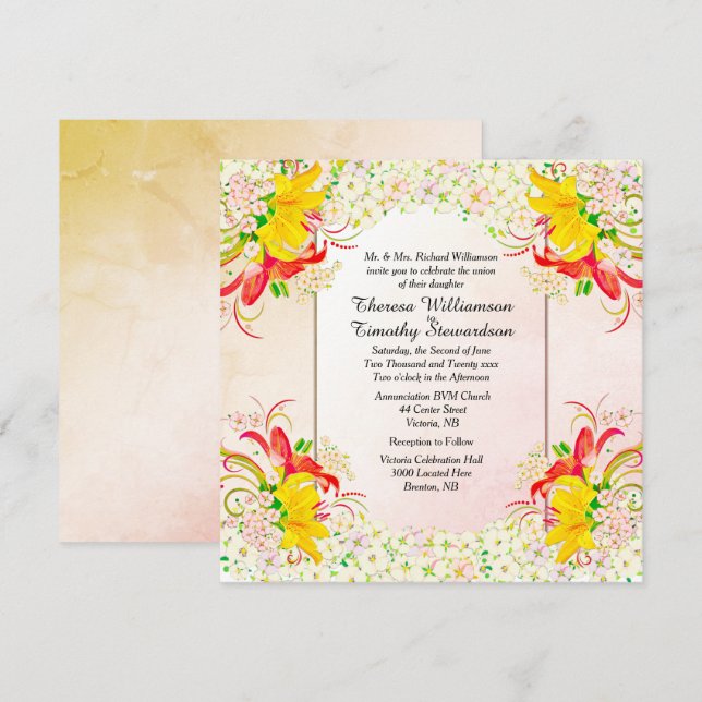 Faire-part de mariage du jardin fleuri (Devant / Derrière)