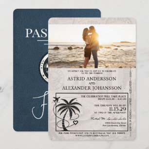 Faire-part de mariage du passeport bleu Floride de