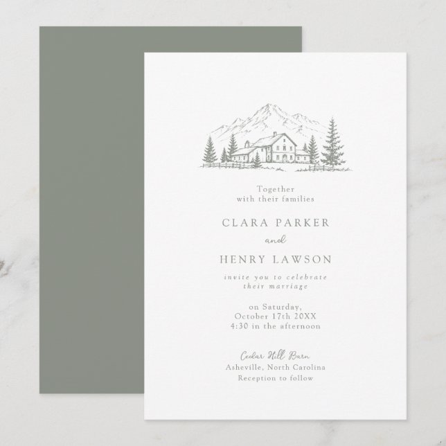 Faire-part de mariage du Sage Pine Mountain Lodge (Devant / Derrière)