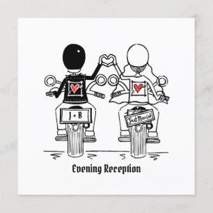 Faire-part de mariage du soir de moto sur mesure