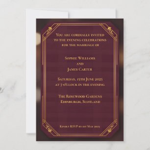 Faire-part de mariage du soir en Bourgogne Or écos
