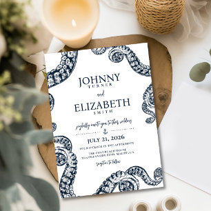 Faire-part de mariage du tentacle de pieuvre marin