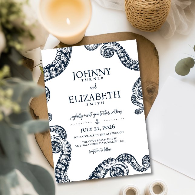 Faire-part de mariage du tentacle de pieuvre marin (Créateur téléchargé)