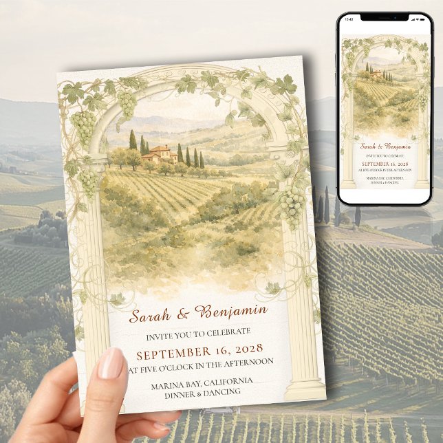 Faire-part de mariage du vignoble des collines ita (Créateur téléchargé)
