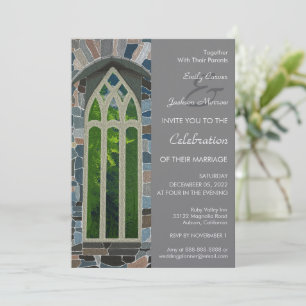 Faire-part de mariage d'une vieille église