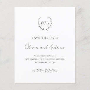 Faire-Part de Mariage Économique avec Monogramme d