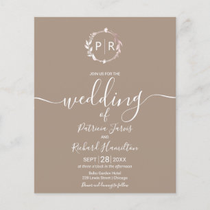 Faire-part de mariage économique avec monogramme G