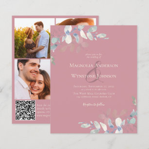 Faire-part de mariage économique Code QR Eucalyp
