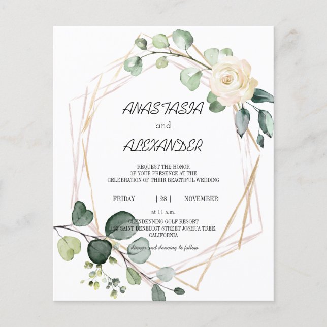 Faire-part de mariage économique. Faire-part (Devant)