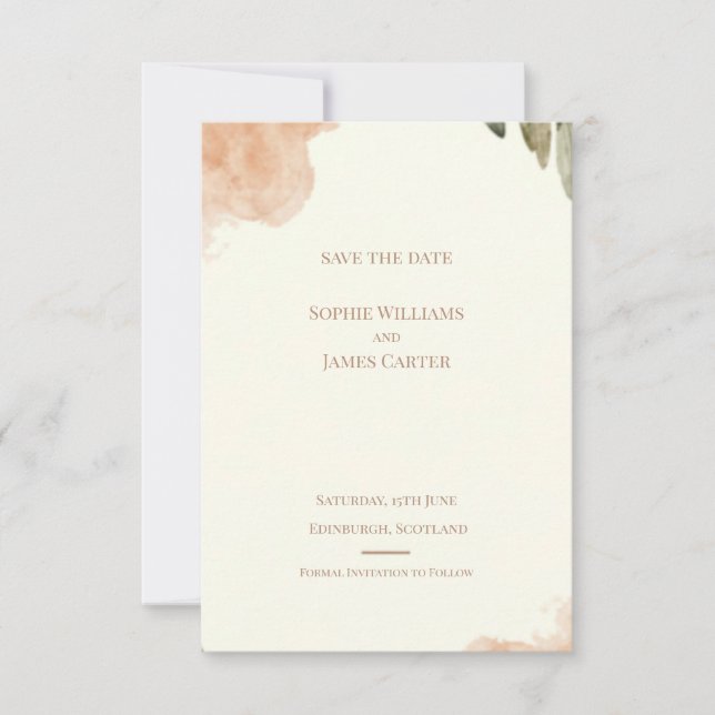 Faire-part de mariage écossais à l'aquarelle rose  (Devant)