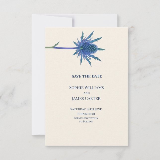 Faire-part de mariage écossais Blue Thistle (Devant)