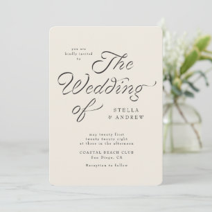 Faire-Part de Mariage Écriture Élégante Ruban Tend
