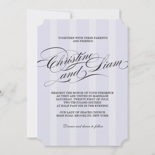 Faire-part de mariage écriture flourish avec rayur (Devant)