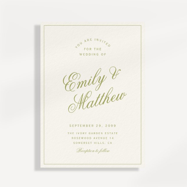 Faire-part de mariage écriture moderne vert Citrus (Créateur téléchargé)