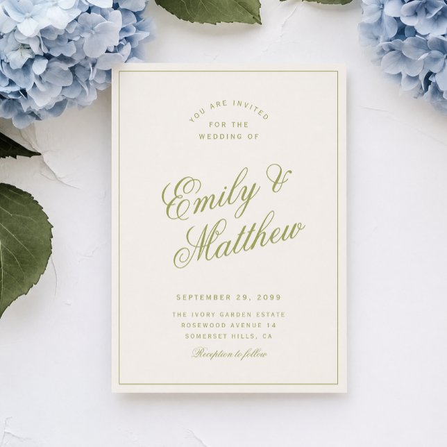 Faire-part de mariage écriture moderne vert Citrus (Créateur téléchargé)