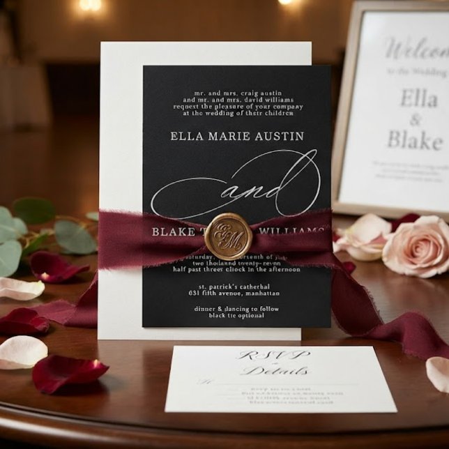 Faire-part de mariage écriture romantique moderne (Créateur téléchargé)