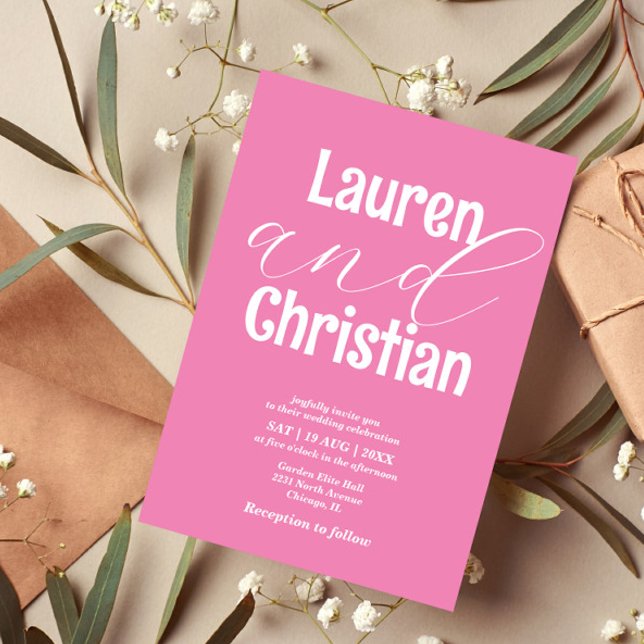 Faire-part de mariage écriture rose (Créateur téléchargé)