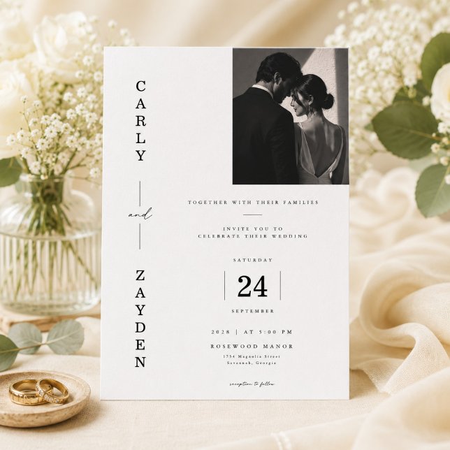 Faire-part de mariage éditorial moderne avec photo (Créateur téléchargé)