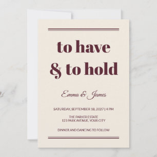 Faire-part de mariage Editorial To Have and To Hol