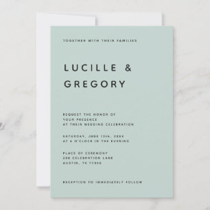 Faire-part de mariage éditorial vert mousse modern