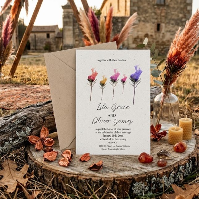 Faire-part de mariage Élégance Fleur en Feu (Créateur téléchargé)