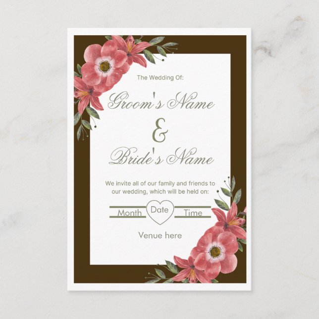 Faire-part de mariage Élégance Florale (Devant)
